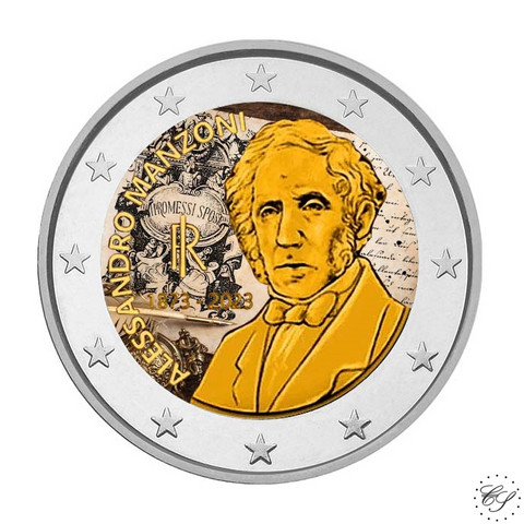 Italia 2 € 2023 Alessandro Manzoni, väritetty (#1)