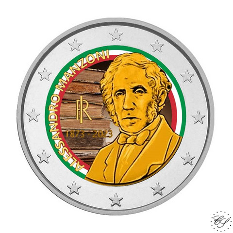 Italia 2 € 2023 Alessandro Manzoni, väritetty (#2)