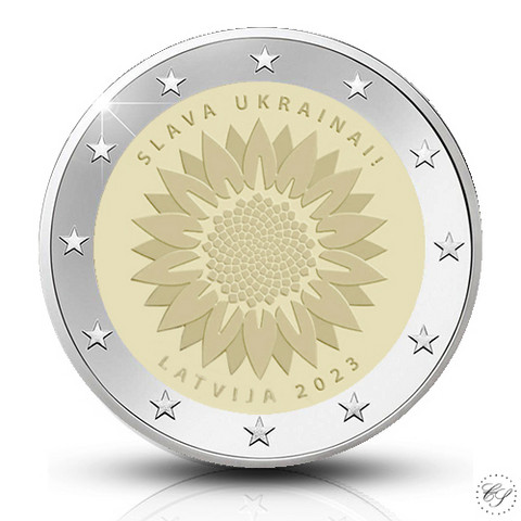 Latvia 2 € 2023 Auringonkukka & Ukraina