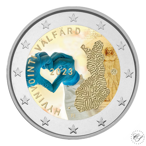 Suomi 2 € 2023 Hyvinvointi, väritetty (#1)