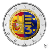 Espanja 2 € 2023 EU-puheenjohtajuus, väritetty (#2)