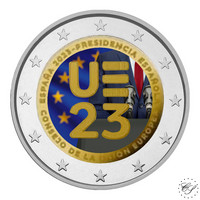 Espanja 2 € 2023 EU-puheenjohtajuus, väritetty (#4)