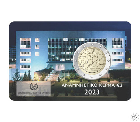 Kypros 2 € 2023 Keskuspankki 60 vuotta BU coincard