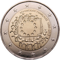 Ranska 2 € 2015 EU:n lippu 30 vuotta
