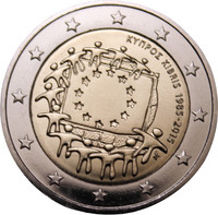 Kypros 2 € 2015 EU:n lippu 30 vuotta