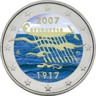 Suomi 2 € 2007 Itsenäisyys 90 vuotta väritetty