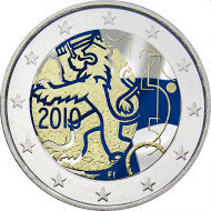 Suomi 2 € 2010 Suomalainen raha 150 vuotta väritetty
