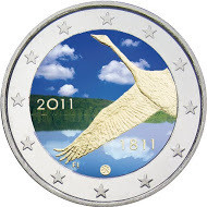 Suomi 2 € 2011 Suomen pankki 200 vuotta väritetty