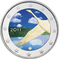 Suomi 2 € 2011 Suomen pankki 200 vuotta väritetty 