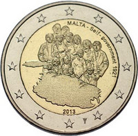 Malta 2 € 2013 Itsehallinto 1921 Y- kirjaimella BU