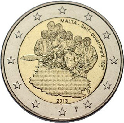 Malta 2 € 2013 Itsehallinto 1921 Y- kirjaimella BU