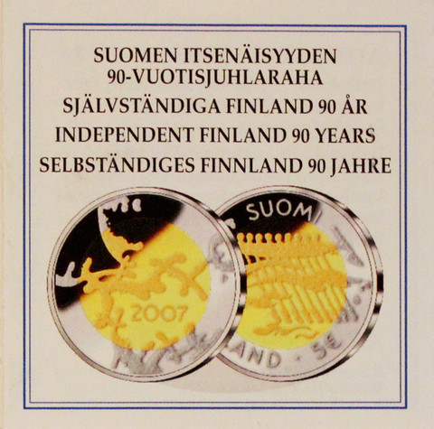 Suomi 5 € 2007 Itsenäisyys 90 vuotta BU