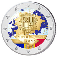 Andorra 2 € 2015 Tullisopimus 25 vuotta väritetty