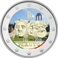 Italia 2 € 2016 Tito Maccio Plauto väritetty