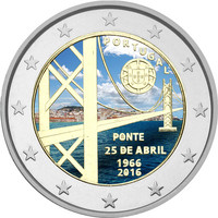 Portugali 2 € 2016  Ponte 25 de Abril- silta 50 v. väritetty
