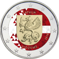 Latvia 2 € 2016 Vidzeme väritetty