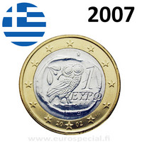 Kreikka 1 € 2007 Pallas Athenan pöllö UNC