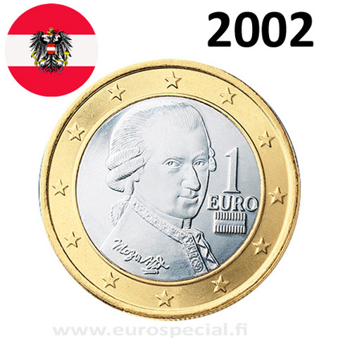 Itävalta 1 € 2002 Mozart UNC
