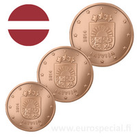 Latvia 1s, 2s & 5s 2014 UNC