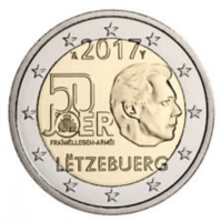 Luxemburg 2 € 2017 Vapaaehtoinen asepalvelus 50 v.