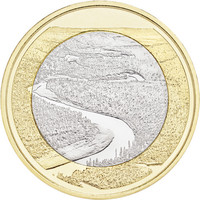 Suomi 5 € 2018 Suomalaiset kansallismaisemat Oulankajoki, Proof