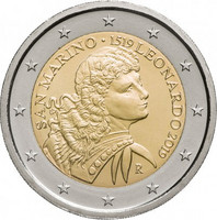 San Marino 2 € 2019 Leonardo da Vinci 500 v. BU