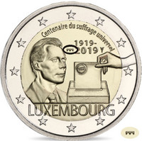 Luxemburg 2 € 2019 Yleinen äänioikeus 100 v. BU Silta-mintmark