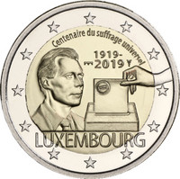 Luxemburg 2 € 2019 Yleinen äänioikeus 100 v. BU Silta-mintmark