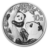 Kiina 10 ¥ 2021 Panda 30g hopearaha