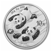 Kiina 10 ¥ 2022 Panda 30g hopearaha