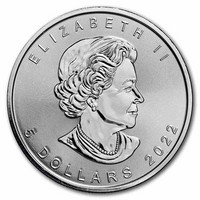 Kanada 2022 Maple Leaf hopearaha 1 oz