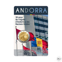 Andorra 2 € 2023 YK:n jäsenyys 30 vuotta, BU coincard