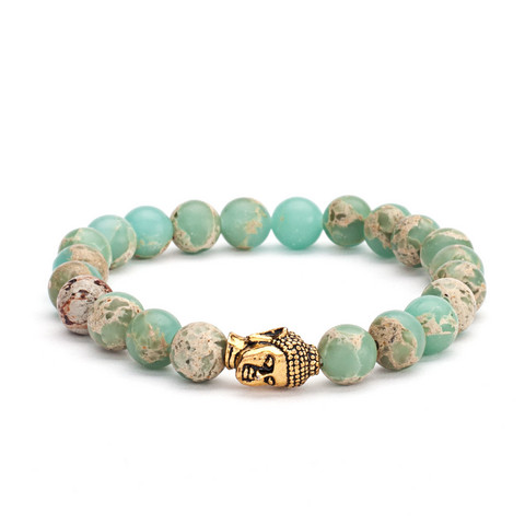 Mala bracelet, serpentine pastel-colored, buddha