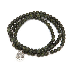 Mala long bracelet, green serpentine (fashion jewelry)