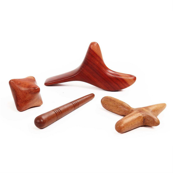 Wooden Massage Tools Set - 6 Piece Reflexology Tool Kit