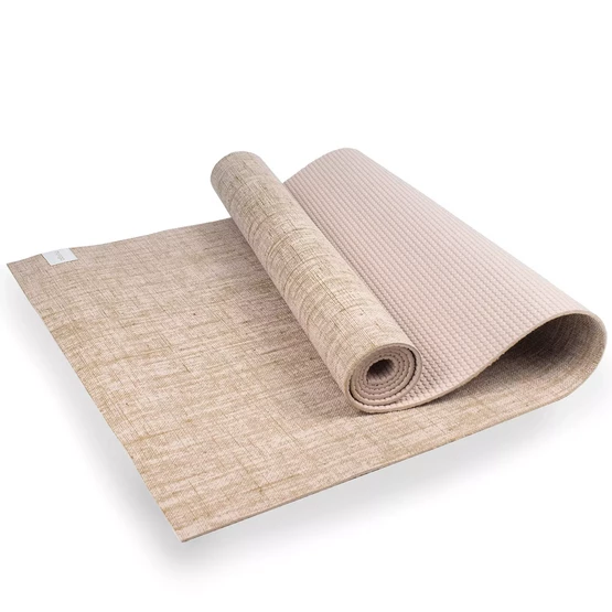 Yoga Mat, 4 mm thick, 183 x 61cm, with Strap, Jute and Natural