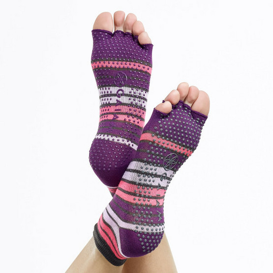 Gaiam  Grippy Halftoe Socks for Yoga, Striped –