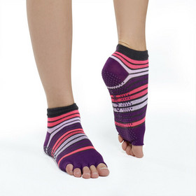 Grippy Toeless Socks for Yoga, Striped