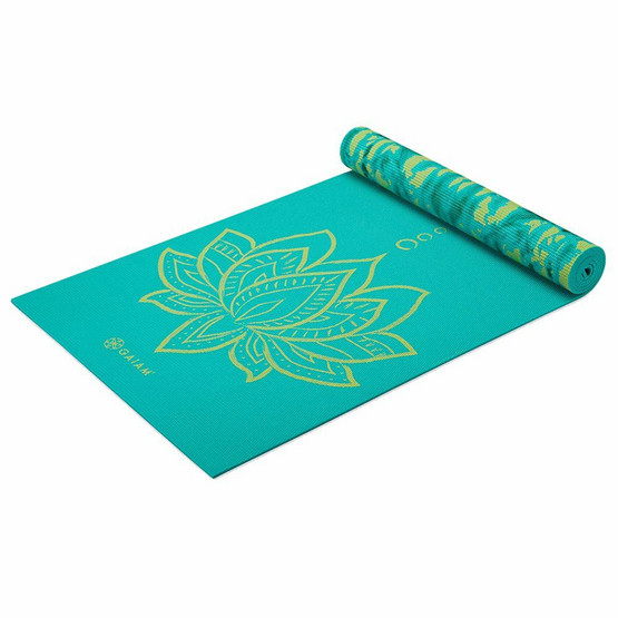 Gaiam TPE Printed Yoga Mat, Blue, 6-mm