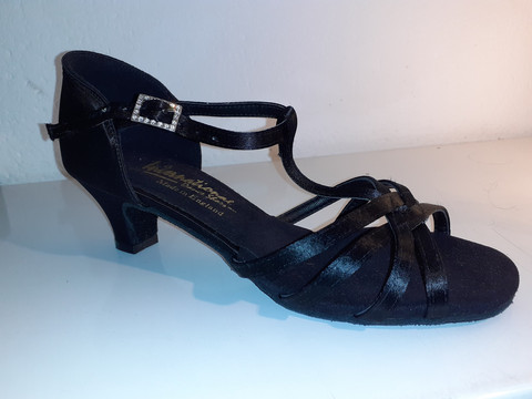 IDS T-Bar Melissa Junior, Black Satin, XW, UK 6,5