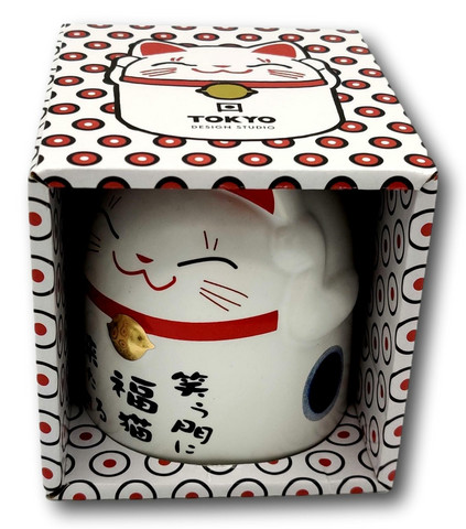 Lucky Cat Cup Blue 8.5x9.8cm 350ml