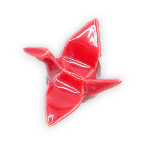 Ceramic Chopstick Holder Crane Red