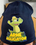 Arne Alligator Beanie (blue, navyblue and pink, in Swedish 