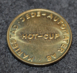 Jedematic Hot-Cup, Coffee coin, Jedeautomater AB, Mariestad. 19mm, v2