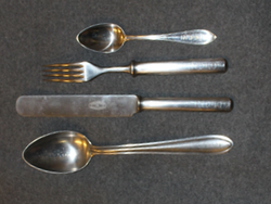 Finnish Army, cutlery. SA Int or Puolustuslaitos stamps, fork, spoon. Issued