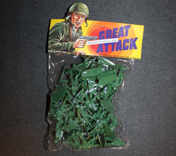 Great Attack, Plastic toy soldiers, 1980´s Tennison Trading Co. Hong Kong, Full bag. LOW ON STOCK