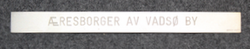 Æresborger av Vadsø by, honorary citizen of Vadsø, 925 silver LAST IN STOCK