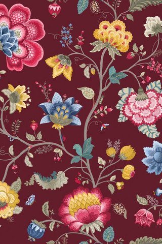 Tapetti 341033 Floral Fantasy Burgundy, punaruskea