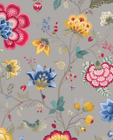 Tapetti 341039 Floral Fantasy Light Taupe, vaaleanharmaa