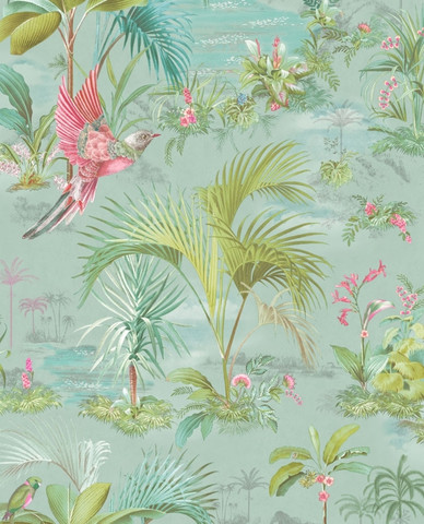 Tapetti 300145 Palm Scene Blue, sininen